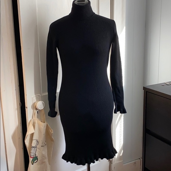 Ralph Lauren Blue Label Dresses & Skirts - Ralph Lauren Black Turtleneck Ruffle Hem Dress M